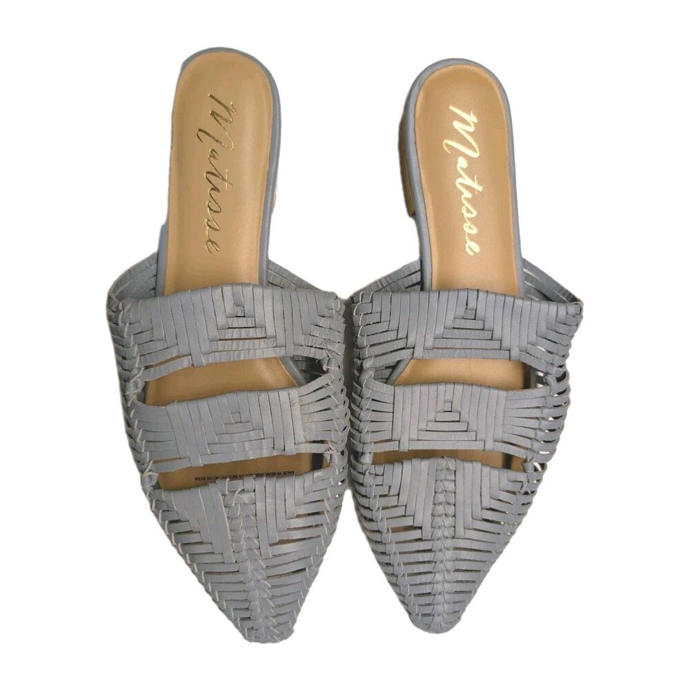 Matisse Gray Woven Pointed-Toe Flats